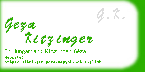 geza kitzinger business card